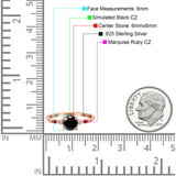 Vintage Style Round Bridal Wedding Engagement Ring Marquise Ruby Simulated Cubic Zirconia 925 Sterling Silver