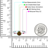 Vintage Style Round Bridal Wedding Engagement Ring Marquise Ruby Simulated Cubic Zirconia 925 Sterling Silver