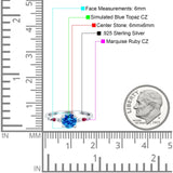 Vintage Style Round Bridal Wedding Engagement Ring Marquise Ruby Simulated Cubic Zirconia 925 Sterling Silver