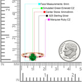 Vintage Style Round Bridal Wedding Engagement Ring Marquise Ruby Simulated Cubic Zirconia 925 Sterling Silver