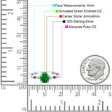 Vintage Style Round Bridal Wedding Engagement Ring Marquise Ruby Simulated Cubic Zirconia 925 Sterling Silver
