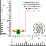 Vintage Style Round Bridal Wedding Engagement Ring Marquise Ruby Simulated Cubic Zirconia 925 Sterling Silver