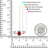 Vintage Style Round Bridal Wedding Engagement Ring Marquise Ruby Simulated Cubic Zirconia 925 Sterling Silver