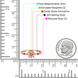 Vintage Style Round Bridal Wedding Engagement Ring Marquise Ruby Simulated Cubic Zirconia 925 Sterling Silver
