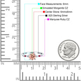 Vintage Style Round Bridal Wedding Engagement Ring Marquise Ruby Simulated Cubic Zirconia 925 Sterling Silver