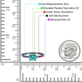 Vintage Style Round Bridal Wedding Engagement Ring Marquise Ruby Simulated Cubic Zirconia 925 Sterling Silver