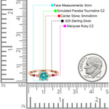Vintage Style Round Bridal Wedding Engagement Ring Marquise Ruby Simulated Cubic Zirconia 925 Sterling Silver