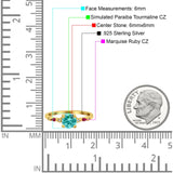 Vintage Style Round Bridal Wedding Engagement Ring Marquise Ruby Simulated Cubic Zirconia 925 Sterling Silver