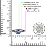 Vintage Style Round Bridal Wedding Engagement Ring Marquise Ruby Simulated Cubic Zirconia 925 Sterling Silver