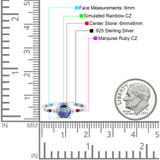 Vintage Style Round Bridal Wedding Engagement Ring Marquise Ruby Simulated Cubic Zirconia 925 Sterling Silver