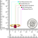 Vintage Style Round Bridal Wedding Engagement Ring Marquise Ruby Simulated Cubic Zirconia 925 Sterling Silver