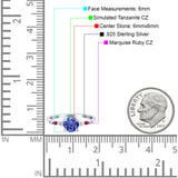 Vintage Style Round Bridal Wedding Engagement Ring Marquise Ruby Simulated Cubic Zirconia 925 Sterling Silver