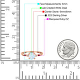 Vintage Style Round Bridal Wedding Engagement Ring Marquise Ruby Simulated Cubic Zirconia 925 Sterling Silver