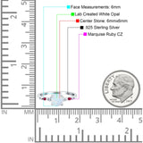 Vintage Style Round Bridal Wedding Engagement Ring Marquise Ruby Simulated Cubic Zirconia 925 Sterling Silver