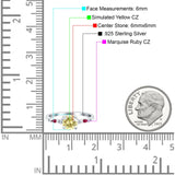 Vintage Style Round Bridal Wedding Engagement Ring Marquise Ruby Simulated Cubic Zirconia 925 Sterling Silver