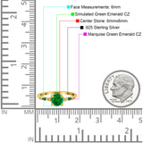 Vintage Style Round Bridal Wedding Engagement Ring Marquise Green Emerald Simulated Cubic Zirconia 925 Sterling Silver