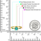 Vintage Style Round Bridal Wedding Engagement Ring Marquise Green Emerald Simulated Cubic Zirconia 925 Sterling Silver