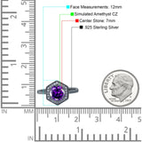 Art Deco Hexagon Shape Wedding Bridal Ring Round Simulated Cubic Zirconia 925 Sterling Silver