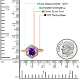 Art Deco Hexagon Shape Wedding Bridal Ring Round Simulated Cubic Zirconia 925 Sterling Silver