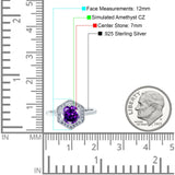 Art Deco Hexagon Shape Wedding Bridal Ring Round Simulated Cubic Zirconia 925 Sterling Silver