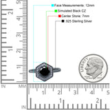 Art Deco Hexagon Shape Wedding Bridal Ring Round Simulated Cubic Zirconia 925 Sterling Silver