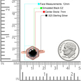 Art Deco Hexagon Shape Wedding Bridal Ring Round Simulated Cubic Zirconia 925 Sterling Silver