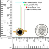 Art Deco Hexagon Shape Wedding Bridal Ring Round Simulated Cubic Zirconia 925 Sterling Silver