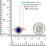 Art Deco Hexagon Shape Wedding Bridal Ring Round Simulated Cubic Zirconia 925 Sterling Silver