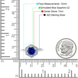 Art Deco Hexagon Shape Wedding Bridal Ring Round Simulated Cubic Zirconia 925 Sterling Silver