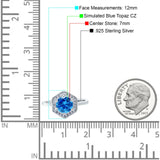 Art Deco Hexagon Shape Wedding Bridal Ring Round Simulated Cubic Zirconia 925 Sterling Silver