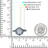 Art Deco Hexagon Shape Wedding Bridal Ring Round Simulated Cubic Zirconia 925 Sterling Silver