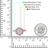 Art Deco Hexagon Shape Wedding Bridal Ring Round Simulated Cubic Zirconia 925 Sterling Silver