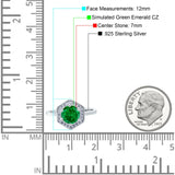 Art Deco Hexagon Shape Wedding Bridal Ring Round Simulated Cubic Zirconia 925 Sterling Silver