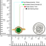 Art Deco Hexagon Shape Wedding Bridal Ring Round Simulated Cubic Zirconia 925 Sterling Silver