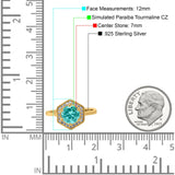 Art Deco Hexagon Shape Wedding Bridal Ring Round Simulated Cubic Zirconia 925 Sterling Silver