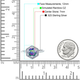 Art Deco Hexagon Shape Wedding Bridal Ring Round Simulated Cubic Zirconia 925 Sterling Silver