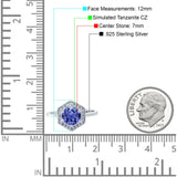 Art Deco Hexagon Shape Wedding Bridal Ring Round Simulated Cubic Zirconia 925 Sterling Silver