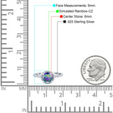 Halo Art Deco Engagement Wedding Bridal Ring Round Simulated Cubic Zirconia 925 Sterling Silver