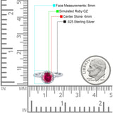 Halo Art Deco Engagement Wedding Bridal Ring Round Simulated Cubic Zirconia 925 Sterling Silver