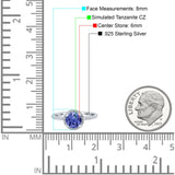 Halo Art Deco Engagement Wedding Bridal Ring Round Simulated Cubic Zirconia 925 Sterling Silver