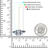 Emerald Cut Art Deco Three Stone Wedding Ring Simulated Cubic Zirconia 925 Sterling Silver