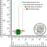 Emerald Cut Art Deco Three Stone Wedding Ring Simulated Cubic Zirconia 925 Sterling Silver
