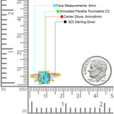 Emerald Cut Art Deco Three Stone Wedding Ring Simulated Cubic Zirconia 925 Sterling Silver