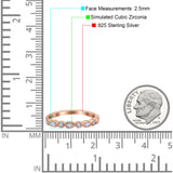 Half Eternity Band Marquise Round Simulated Cubic Zirconia 925 Sterling Silver (2.5mm)