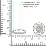 Half Eternity Band Marquise Round Simulated Cubic Zirconia 925 Sterling Silver (2.5mm)