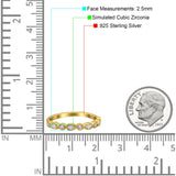 Half Eternity Band Marquise Round Simulated Cubic Zirconia 925 Sterling Silver (2.5mm)