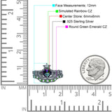 Claddagh Accent Heart Wedding Bridal Set Piece Ring Band Round Green Emerald Simulated Cubic Zirconia 925 Sterling Silver