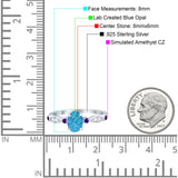 Vintage Style Oval Bridal Wedding Engagement Ring Round Amethyst Simulated Cubic Zirconia 925 Sterling Silver