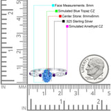 Vintage Style Oval Bridal Wedding Engagement Ring Round Amethyst Simulated Cubic Zirconia 925 Sterling Silver