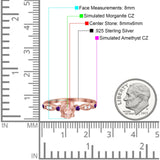 Vintage Style Oval Bridal Wedding Engagement Ring Round Amethyst Simulated Cubic Zirconia 925 Sterling Silver